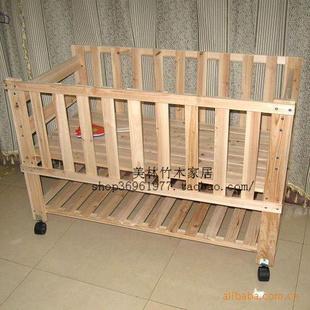 无漆婴儿床实木婴儿床儿童床杉木婴儿床 摇床 带轮子f3